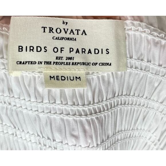 TROVATA Birds of Paradis M Medium Dolores Dress Classic White Smocked Midi NWT - Picture 3 of 10